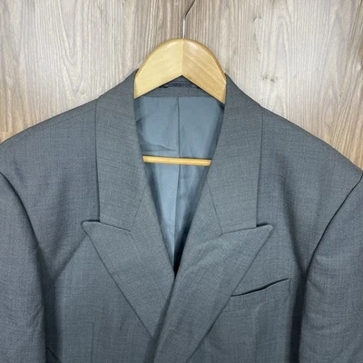 Jaqueta Blazer Park Avenue Masculina 44L Cinza Peito Duplo Pico Botões Prata - Imagem 1 de 4