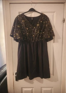 Shein Curve Goth/Alternative Dress Black With Gold Star Detailing XL - Picture 1 of 2