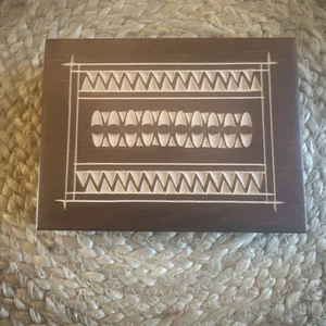 Hand Carved Wooden Box 6 Inch Card Deck Box Made in Poland Hinged Two Tone - Picture 1 of 11