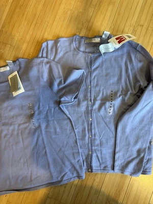 Conjunto Suéter Cárdigan Vintage Años 90 Carolyn Taylor Lavanda Elástico M/L Encaje NUEVO Foto 1 de 4