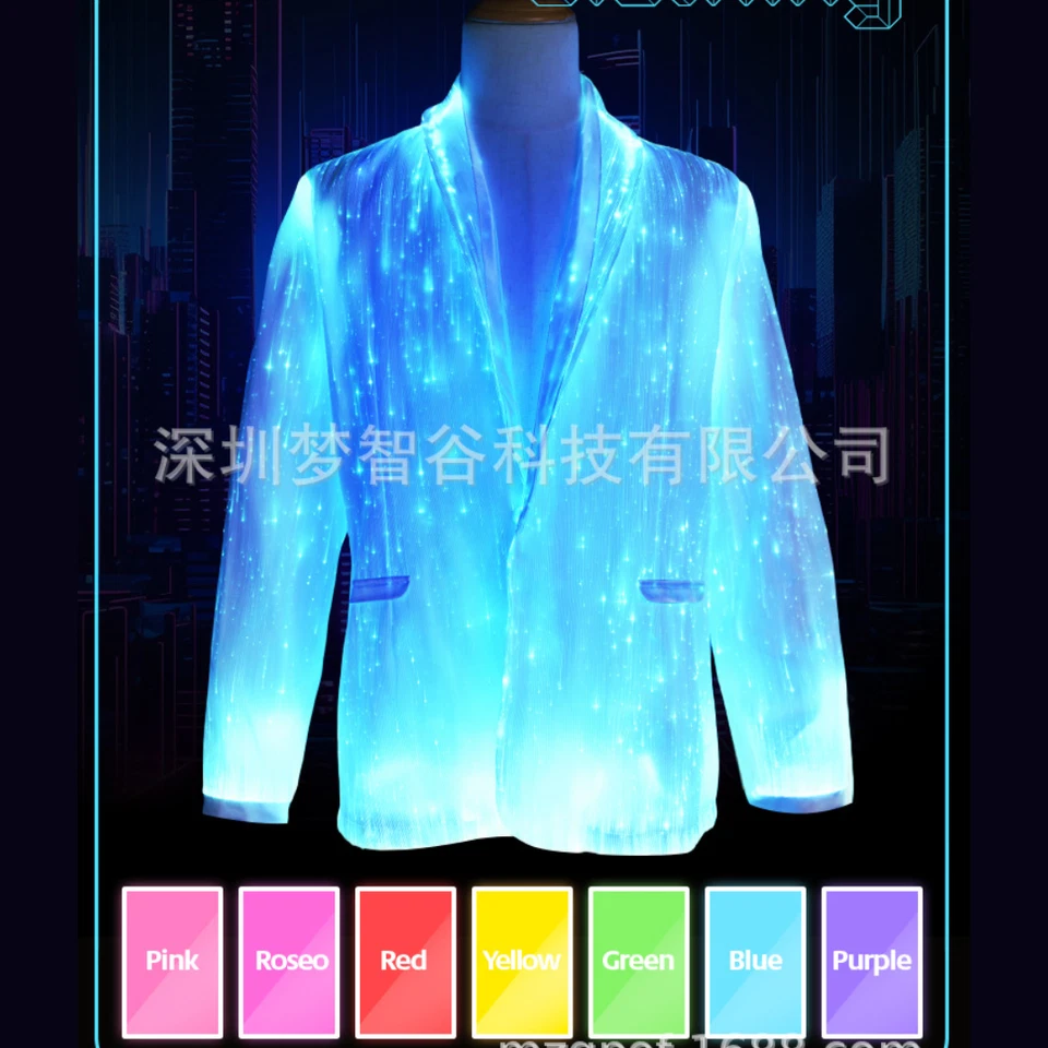 Оптическое волокно RGB светящийся костюм пальто смокинг косплей костюм Хэллоуин вечеринки новый - Изображение 1 из 4