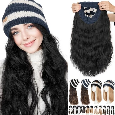 Beanie/бейсболка кепка с волосами парик синтетический длинный вьющийся хвост натуральный волнистый - Изображение 1 из 4