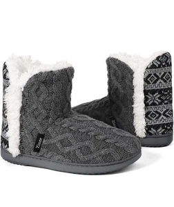 Zizor Damen Strick Slipper Stiefel - Memory Foam Fell gefüttert Gummisohle UK 7 - Bild 1 von 8