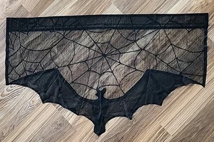 Spider Web SPOOKY HALLOWEEN Curtain Valance BLACK - Picture 1 of 8