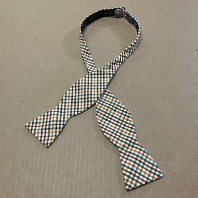 Corbata de seda The Tie Bar 2,5 guinga naranja, verde, rojo ajustable Foto 1 de 4