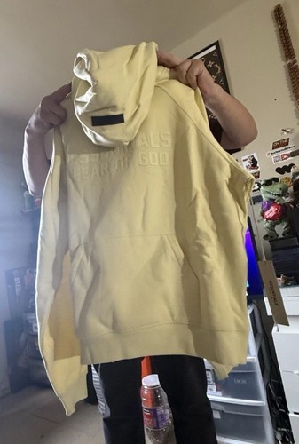 Felpa con cappuccio Fear of God Essentials Canary taglia Large