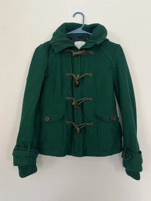 Зеленое 60% шерстяное пико с капюшоном Delia's 90-е с застежкой-переключателем с цветочным рисунком внутри - Изображение 1 из 4