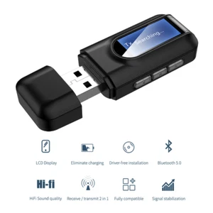 USB Bluetooth 5.0 Audio Transmitter Receiver LCD Display 3.5MM AUX RCA A62A - Zdjęcie 1 z 1