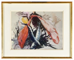 ANCIENNE ET BELLE NATURE MORTE AUX POISSONS SIGNEE VERS 1950 (37) - Picture 1 of 5