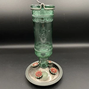 Vintage Woodstream Hummingbird Feeder Green Tint Glass bottle - MADE IN THE USA - Picture 1 of 8