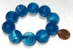 Pulsera elástica de cuentas redondas de ágata azul de 0,5" pulgadas - Imagen 1 de 1