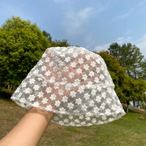 Lady Floral Bucket Hat Mesh Lace Fishing Bush Caps Summer Beach Sun Casual White - Bild 1 von 7