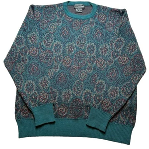Preswick & Moore Uruguay 100% Merino wool blue colorful rare vintage 90s size XL - Picture 1 of 4