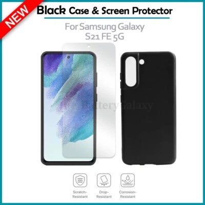 FENZER Slim Shockproof Case BLACK+LCD Screen Protector for Samsung Galaxy S21 FE 5G