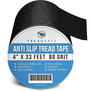 TreadSafe Black All Weather Anti Slip Tape, 4"x33ft Traction Tape Roll 80 Grit - Picture 1 of 4