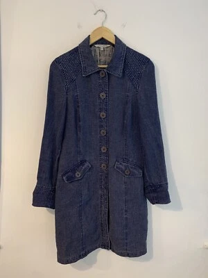 Vestido de mezclilla vintage ajustado Laura Ashley con botones delanteros UK10 Foto 1 de 4