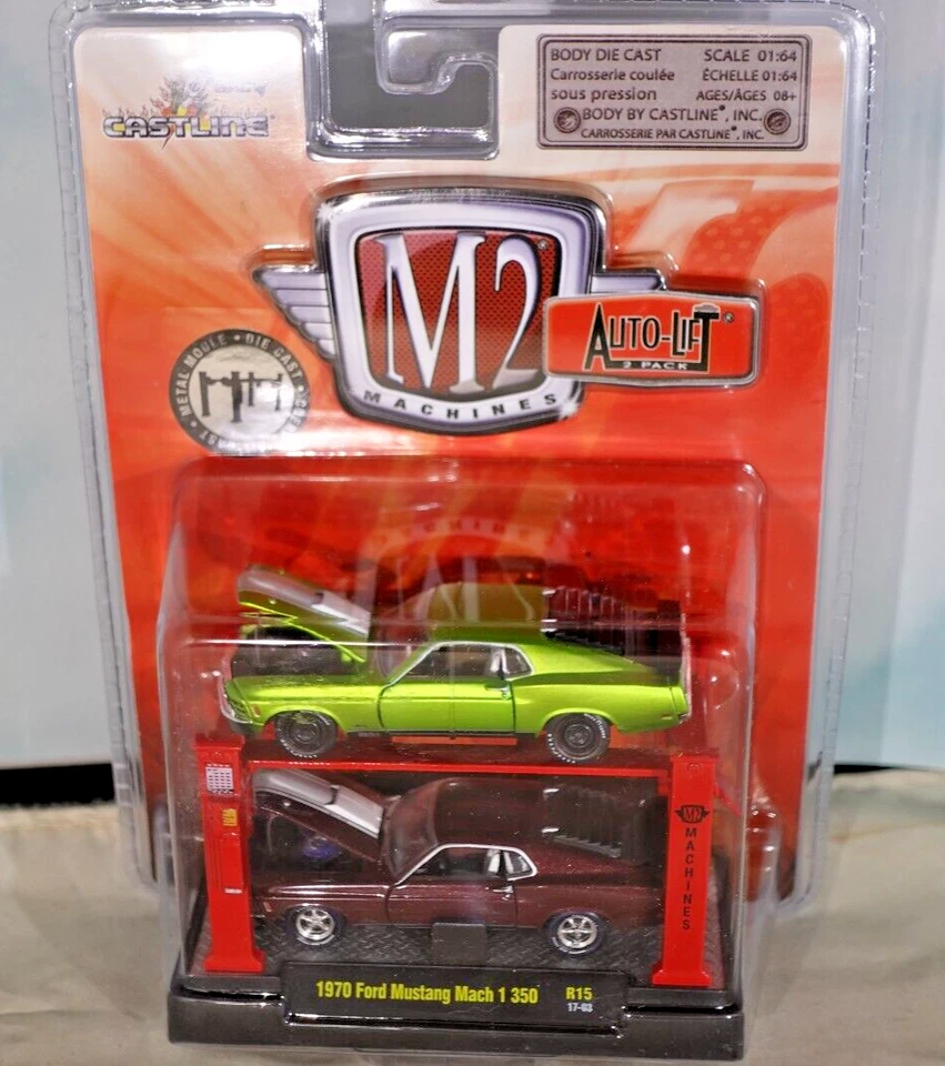1/64th M2 Machines Auto Lift R15 1970 Ford Mustang Mach 1 350 2 pack - Image 1 of 1