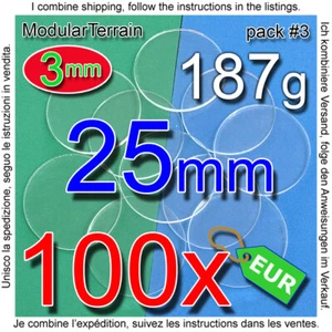 100x 25mm ROUND BASE 3mm CLEAR ACRYLIC DISC CIRCULAR METACRILATO SOCLE ROND - Imagen 1 de 7
