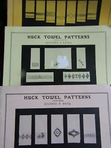 Huck Towel Patterns Lot 3 Vintage Stitch Designs Monograms Mildred V Krieg K - Picture 1 of 18