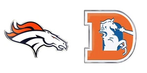 Pack of 2 Aluminum Football Decal Emblem NFL Denver Broncos Throwback - Picture 1 of 6