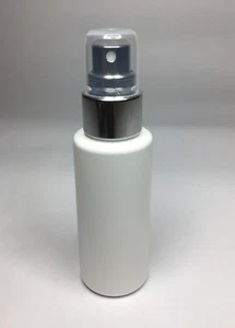 50ml PET Plastic White Cylindrical Bottles & Chrome Atomiser Spray ANY AMOUNT - Picture 1 of 1