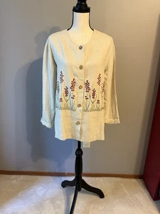 Susan Gail Colleevtion Top/Jacket. Beige/Floral. Size 10P - Picture 1 of 11
