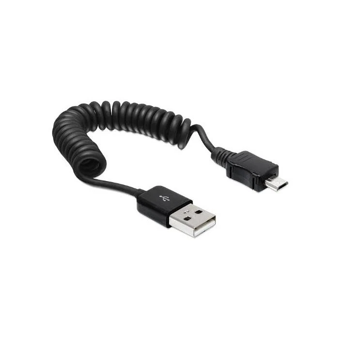 [83162] Delock Câble USB 2.0 Spirale Type vers Micro B 20 à 60 cm Noir - Photo 1/1