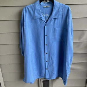 Tommy Bahama Shirt Mens XXL Button Up Silk Linen Loop Collared Hawaiian Resort - Picture 1 of 7