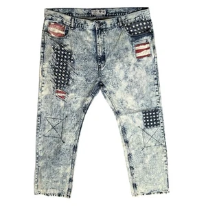 DIAMOND STASH Acid Wash American Flag Jeans Street Style Distressed Gr. 42 x 31 - Bild 1 von 10