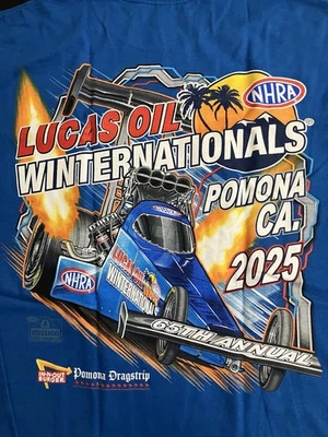 CAMISETA EVENTO NHRA DRAG RACING OFICIAL 2025 NACIONALES DE INVIERNO AZUL TALLA MEDIANA Foto 1 de 4