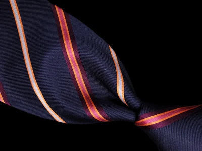 Brioni Navy Blue Pink Orange Maroon White Striped Silk Made Italy Neck Tie - Image 1 of 4