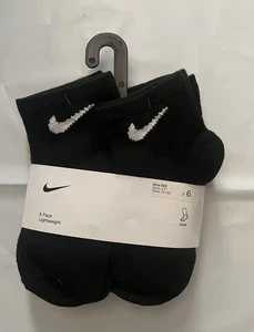 NIKE Boys Socks Ankle -Cushioned Breathable Dri Fit 6 Prs SIZE 7C-10C Black - Picture 1 of 2