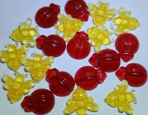20 Bees & Ladybirds Embellishments Crafts, Nails, Jewelry Making - Picture 1 of 4