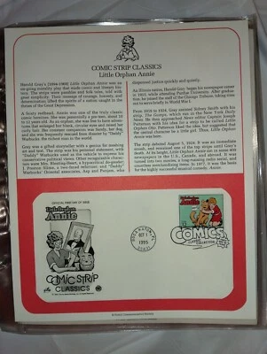 US Stamp PCS Panel FDC 1995 LITTLE ORPHAN ANNIE Comic Strip Classics Boca Raton - Image 1 of 2