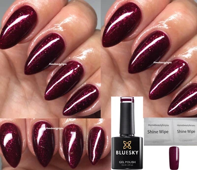 BLUESKY GEL NAIL POLISH RED GLITTER CHERRY BRILLIANT FW1917 LED UV SOAK OFF