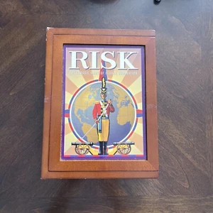 RISK Vintage Game Collection Edition Library Book Shelf Wood Box COMPLETE - Picture 1 of 11