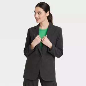 WOMEN'S OVERSIZED XXL CHARCOAL GRAY SUBTLE PLAID BLAZER-A NEW DAY-LIST $38 - Picture 1 of 2
