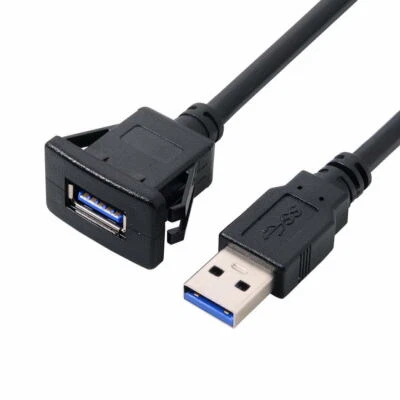 USB 3.0  Waterproof Extension Latch Mount Car AUX Cable 1mfor Dashboard  USB3.0 - Image 1 of 4