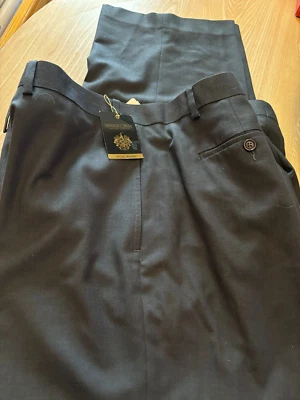 Donald J Trump Signature Van Heusen Mens Black Wool Blend Dress Pants 42X30 NEW - Image 1 of 4