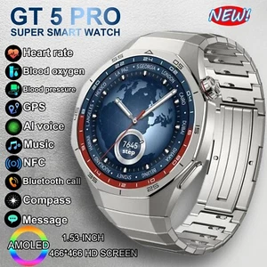 HD Smartwatch AMOLED Bluetooth Call Heart Rate Sport GPS NFC AI iPhone Android - Picture 1 of 31
