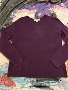 Sag Harbor PM Petite Medium Plum/purple Soft Acrylic Long Sleeve Sweater