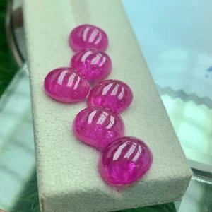 LAB CREATED 6pc 46 CT BURMESE PINK RUBY CHATHUM INCLUSION OVAL CABOCHON GEMSTONE - Picture 1 of 5