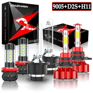 For Jaguar SType 2005-2008 6X Combo HID/LED Headlight Hi/Lo+Fog Light Bulbs Kit - Picture 1 of 17
