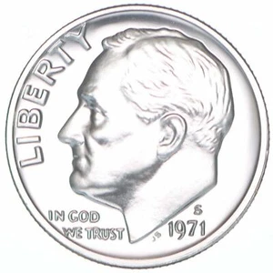 1971 S Roosevelt Dime Gem Cameo CN-Clad PROOF US Mint Coin - Picture 1 of 3