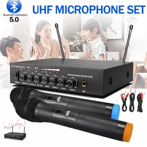 Bluetooth Karaoke Mikrofon Mixer System Set mit Dual UHF Wireless Mic Karaoke DE - Bild 1 von 17