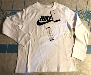 NIKE Long Sleeved White Tee Shirt-GIRL'S Size SMALL PLUS--NEW with Tags