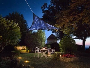 Sonnensegel mit 100 LEDs, Sternhimmel, Dreieck - 3.6 x 3.6 x 3.6 m - blau - Picture 1 of 4