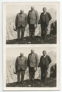 Postal Innsbruck Nordkettenbahn RPPC 3 hombres Hafelekar mirador Tirol Austria - Imagen 1 de 2