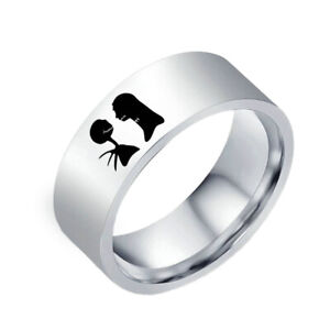 8mm Nightmare Before Christmas Witch Band Stainless Steel Ring Couple Jewelry 