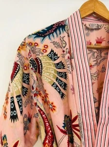 Stampa floreale stampa indiana cotone kimono abito da notte donna abito abito maxi - Foto 1 di 5